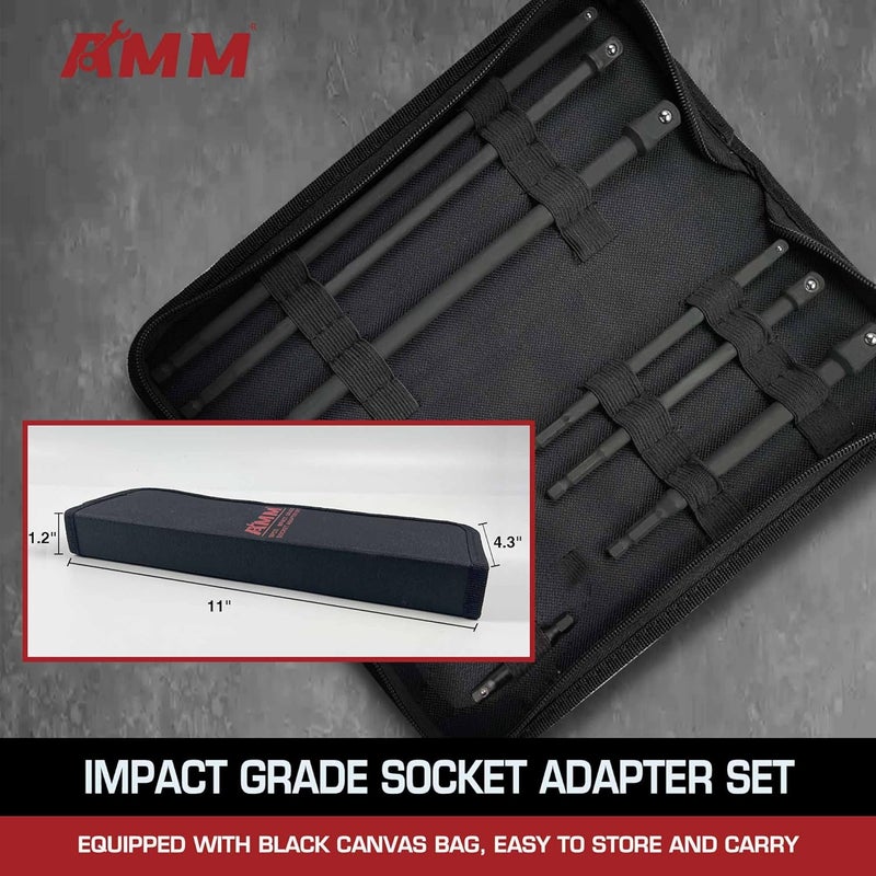 AMM 9-Piece Impact Grade Socket Adapter Set，1/4", 3/8", and 1/2" Drive | 3", 6", and 10" Socket Driver Adaptor，Adapt Your Power Drill To High Torque Impact Wrench - Image 5